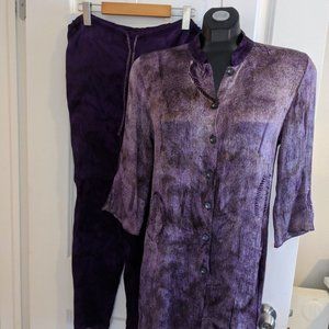 Good Earth Clothing Hand Made Set 100% Rayon tie-dye  Boho lounge set